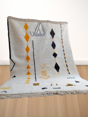 Load image into Gallery viewer, ethnic rug, white kilim, Beni Ourain colorful, Moroccan ivory rug, Custom sized rug - AUALIRUG