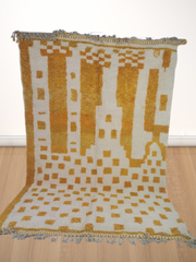 Load image into Gallery viewer, Traditional Design, Moroccan gold rugs, check area rugs, checkered gold rugs, Custom Beni Ourain Rugs, Authentic Crafts| Customise