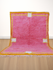 Load image into Gallery viewer, simple motifs pink rug, flat fluffy rug, Moroccan traditional rugs, Shaggy Rug, Motifs carpet - AUALIRUG