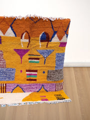 Load image into Gallery viewer, yellow Wool handmade rug, Moroccan vintage rug, Moroccan Tuareg rug style, bohemian tribal luxurious rug| Customise