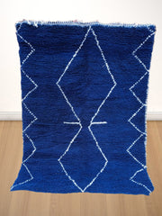 Load image into Gallery viewer, Handwoven Blue Moroccan Beni Ourain Rug | Authentic Wool Berber Area Rug | Geometric Tribal Design Plain Wool Boho Rug, Bedroom Carpet, Living Room Carpet| Customised