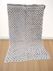 Load image into Gallery viewer, White Berber Rug with a Black pattern, White and Black Area Rug, Abstract Black and White Rug| Customise