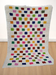 Load image into Gallery viewer, handmade colorful checkered Rug, Wool Berber carpet, morocco rugs, custom Morrocan rug| Customise