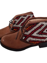 Load image into Gallery viewer, MOROCCAN KILIM BOOTS, Vintage Carpet Leather Boots Boho, Handmade Western Ankle Boots #2 - AUALIRUG