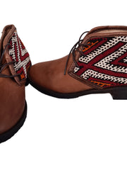 Load image into Gallery viewer, MOROCCAN KILIM BOOTS, Vintage Carpet Leather Boots Boho, Handmade Western Ankle Boots #2 - AUALIRUG