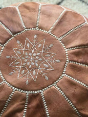 Load image into Gallery viewer, Moroccan Pouf Leather Pouf Ottoman Pouf Moroccan home decor boho moroccan kilim berber pouf ottoman footstool handmade-brown #2 - AUALIRUG