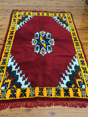 Load image into Gallery viewer, Fluffy Azilal Rug - Old Berber Rug - Hallway Rug - Antique Berber Carpet - Hand Knotted Rug - Solid Rug - Authentic Rug - Colorful Rug