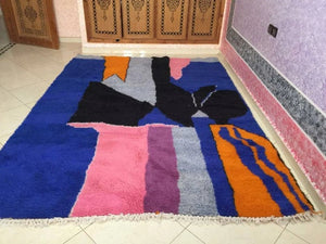 Bajaad Rug - Moroccan Rug Pink Rug Blue Rug - Amazing Multicolored Rug - Wool Carpet Australia - Modern Rug - Pakistani Rug - Colorful rug