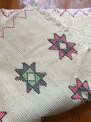 Load image into Gallery viewer, Amazing Multicolored Rug - Moroccan Handmade Rug - White Rug with Star - Checkerboard Rug - Handmade Wool Carpet - Chic Rug - Handwoven Rug