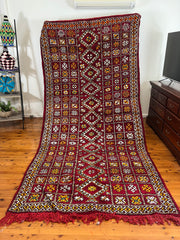 Load image into Gallery viewer, Moroccan Rug - Authentic Ru - Shag wool Berber Rug - Custom Rug - Handmade Rug - checkerboard rug - Red rug - Eye catching rug - chic Rug