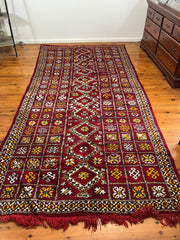 Load image into Gallery viewer, Moroccan Rug - Authentic Ru - Shag wool Berber Rug - Custom Rug - Handmade Rug - checkerboard rug - Red rug - Eye catching rug - chic Rug