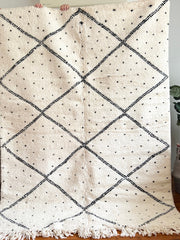 Load image into Gallery viewer, Moroccan Rug Hand Knotted - Beni Ourain Rug - All Wool Berber Rug - Custom Rug - Handmade Rug - White & Black Area Rug - Genuine Lamb Wool