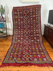 Load image into Gallery viewer, Moroccan Rug - Authentic Ru - Shag wool Berber Rug - Custom Rug - Handmade Rug - checkerboard rug - Red rug - Eye catching rug - chic Rug