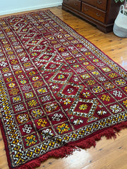 Load image into Gallery viewer, Moroccan Rug - Authentic Ru - Shag wool Berber Rug - Custom Rug - Handmade Rug - checkerboard rug - Red rug - Eye catching rug - chic Rug