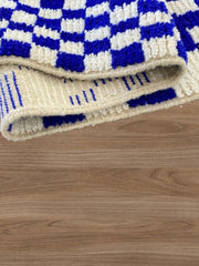 Load image into Gallery viewer, Morocco Area Rug, Sheep Wool Rug, Blue Carpet, Nursery room rug, Blue wool rug