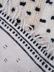 Load image into Gallery viewer, White Berber Rug with a Black pattern, White and Black Area Rug, Abstract Black and White Rug