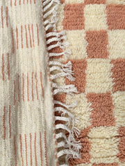 Load image into Gallery viewer, Handmade rug for indoor, custom made moroccan rug, Custom made Checkered Area rug, Orange and white squares rug