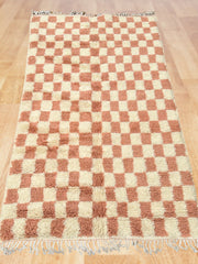 Load image into Gallery viewer, Handmade rug for indoor, custom made moroccan rug, Custom made Checkered Area rug, Orange and white squares rug