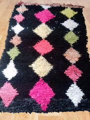 Load image into Gallery viewer, narrow boucherouite rug, boucherouite runners, colored Boucherouite, vintage runner carpet