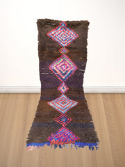 Load image into Gallery viewer, black bouchrouite rugs, tribal colorful bouchrouit rugs, vintage runner rugs, carpet boucherouite