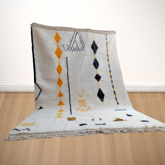 ethnic rug, white kilim, Beni Ourain colorful, Moroccan ivory rug, Custom sized rug - AUALIRUG