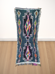 Load image into Gallery viewer, Moroccan home furniture, Vintage Berber boucherouite rugs, bohemian area carpet, Boucherouite old | 75cm x 210cm In Stock
