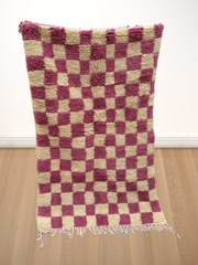 Load image into Gallery viewer, pink Checkered Moroccan custom Rug, Handcrafted Moroccan Berber Rug, Home Decor Rug, Berber Soft Wool Carpet| Customise
