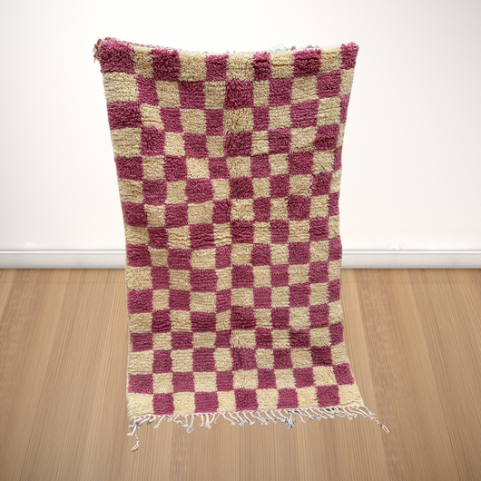 pink Checkered Moroccan custom Rug, Handcrafted Moroccan Berber Rug, Home Decor Rug, Berber Soft Wool Carpet| Customise
