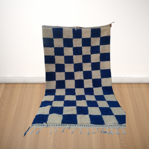 Moroccan rug shag - Berber rug - Entryway rug - handmade rug - wool rug - Custom area rug - Blue and white rug - Living room rug - - AUALIRUG