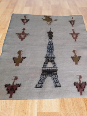 Load image into Gallery viewer, Artistic Rugs, Eiffel Tower Design Rug, Moroccan Rug, Living Room Rug, Berber Style Rug, Lamb Wool Black White Rug, Handcrafted Area Rug - AUALIRUG
