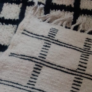 Lovely Checkred Rug  - Geometric Runner - Beni Ourain Carpet - Berber  Rug - chic Rug - Black and White Rug - Antique Rug -  Faded Rug - AUALIRUG