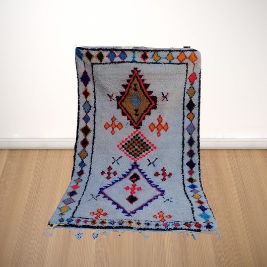 Enchanting Traditions, Handmade Moroccan Wool Rug, Textured Elegance - AUALIRUG