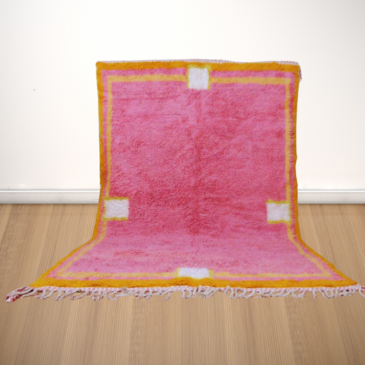 simple motifs pink rug, flat fluffy rug, Moroccan traditional rugs, Shaggy Rug, Motifs carpet - AUALIRUG