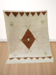 Load image into Gallery viewer, Moroccan white and brown area rug, minimalist engraved Berber rug| Customise

