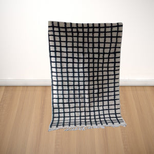 Lovely Checkred Rug  - Geometric Runner - Beni Ourain Carpet - Berber  Rug - chic Rug - Black and White Rug - Antique Rug -  Faded Rug - AUALIRUG