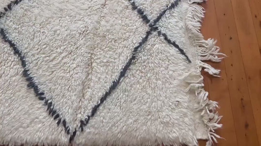 Beni Ourain Rug - Authentic Moroccan Carpet - Custom Beni Ourain Rug - Berber Rug - Large Moroccan Rug - White& Black Rug - Shaggy Rug