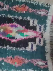 Load and play video in Gallery viewer, Moroccan home furniture, Vintage Berber boucherouite rugs, bohemian area carpet, Boucherouite old | 75cm x 210cm In Stock
