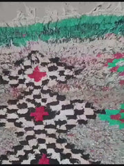 Load and play video in Gallery viewer, Whimsical Beauty: Berber Bouchouite Carpet - Playful Colors, Ethereal Design
