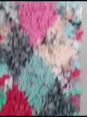 Load and play video in Gallery viewer, Bouchrouite rug aesthetic, handwoven multi-color rug, antique tapis flowers, mid-century area rug
