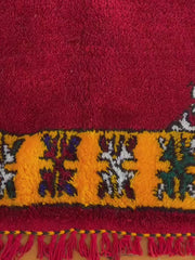 Load and play video in Gallery viewer, Fluffy Azilal Rug - Old Berber Rug - Hallway Rug - Antique Berber Carpet - Hand Knotted Rug -  Solid Rug - Authentic Rug - Colorful Rug
