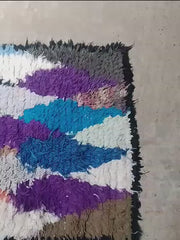 Load and play video in Gallery viewer, Tribal Fusion: Vintage Handmade Moroccan Bouchouite Rug, Customized to Perfection |  70cm x 220cm In Stock

