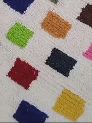 Load and play video in Gallery viewer, handmade colorful checkered Rug, Wool Berber carpet, morocco rugs, custom Morrocan rug
