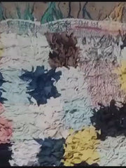 Load and play video in Gallery viewer, Eclectic Charm: Unique Berber Bouchouite Vintage Carpet - Moroccan Art for Your Floors
