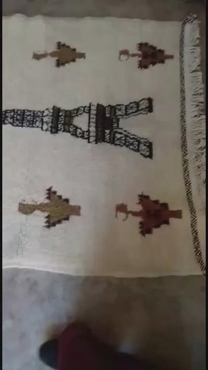 Artistic Rugs, Eiffel Tower Design Rug, Moroccan Rug, Living Room Rug, Berber Style Rug, Lamb Wool Black White Rug, Handcrafted Area Rug