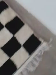 Load and play video in Gallery viewer, Monochrome Delight: Moroccan Black and White Checkered Rug for Modern Interiors Berber| Customise
