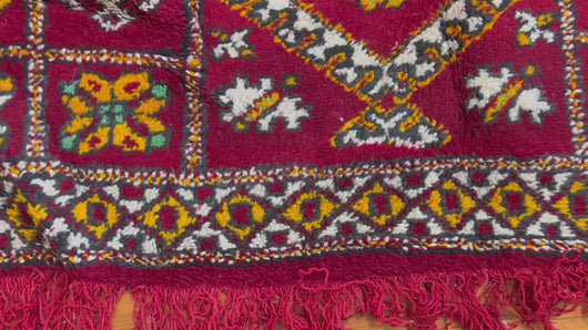 Moroccan Rug - Authentic Ru - Shag wool Berber  Rug - Custom Rug - Handmade Rug - checkerboard rug - Red rug - Eye catching rug - chic Rug