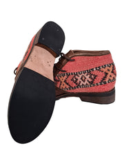 Load image into Gallery viewer, MOROCCAN KILIM BOOTS, Vintage Carpet Leather Boots Boho, Handmade Western Ankle Boots #3 - AUALIRUG
