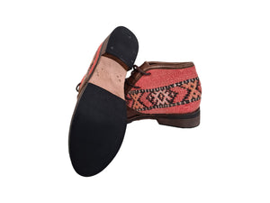 MOROCCAN KILIM BOOTS, Vintage Carpet Leather Boots Boho, Handmade Western Ankle Boots #3 - AUALIRUG