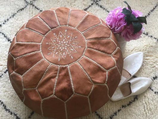 Ottoman outlet leather pouf