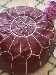 Load image into Gallery viewer, Moroccan Pouf Leather Pouf Ottoman Pouf Moroccan home decor boho moroccan kilim berber pouf ottoman footstool handmade-brown #5 - AUALIRUG
